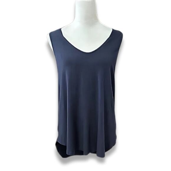 Angel Maternity Blouse Sleeveless V Neckline Knit High Low Blue Women's XS NWOT - Picture 1 of 9
